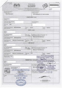 Birth certificate document page